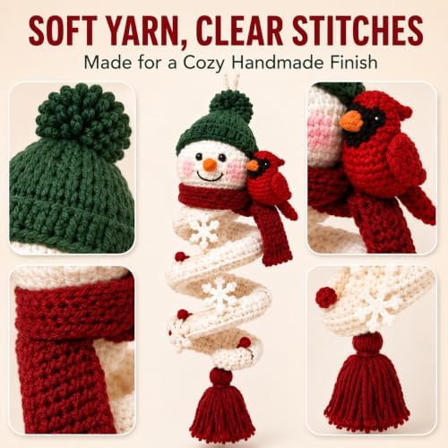 Crochet Snowman Spiral Ornament DIY Kit, Christmas Craft for Adults - Image 5