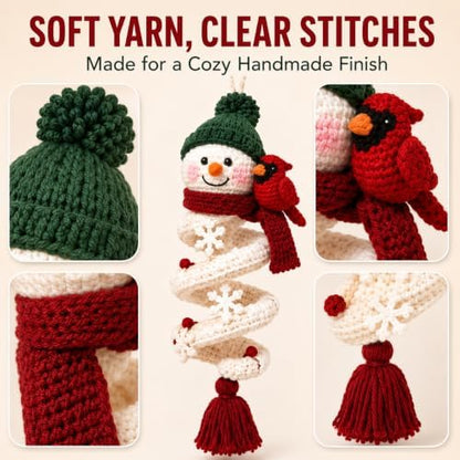 Crochet Snowman Spiral Ornament DIY Kit, Christmas Craft for Adults - Image 5