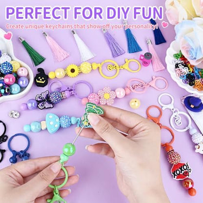 Beadable Keychain Kit with Silicone Beads, Beadable Keychain Bars - Image 5
