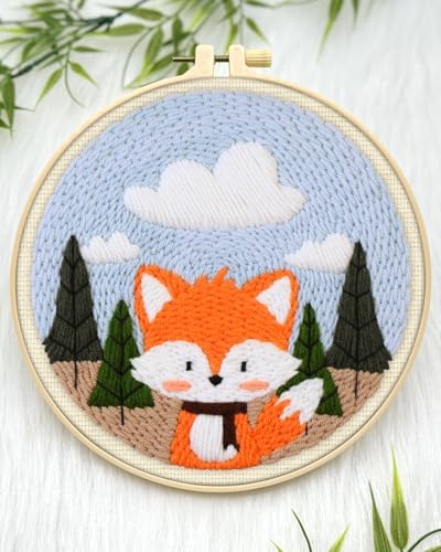 ERKOON Punch Needle Kit for Beginners Adults, DIY Easy Animal Embroidery Set for Starter Art Craft, Needling Punch Project with Patterns, Tools, Yarns, Hoop, Instruction (Fox) - Image 4
