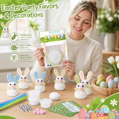 ForraFun 24 Sets Easter Craft Kits DIY Bunny Clay Ornaments for Adult - Image 5