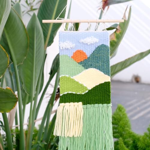 HAND U JOURNEY Weaving DIY Kit – 7.9"x11.8" Looms with Sticks, Yarn, Rope, and String All-in-One – Beginner-Friendly Craft Kit for Craft Lovers, Landscape Pattern - Image 6