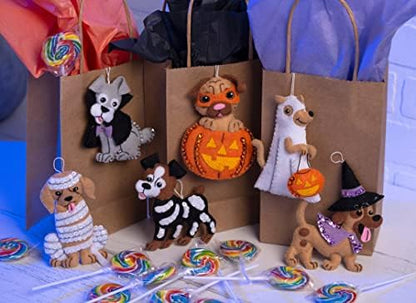 Bucilla Felt Applique 6 Piece Ornament Making Kit, Trick or Treat Puppies, Perfect for DIY Arts and Crafts, 89515E - Image 3
