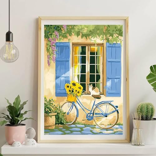 NDNXYXGS Cat Paint by Numbers Kits for Adults,Window DIY Painting Kit on Canvas,Bike Color by Numbers,Large Adult Paint by Number for Wall Decor and Gifts (Bike) - Image 2