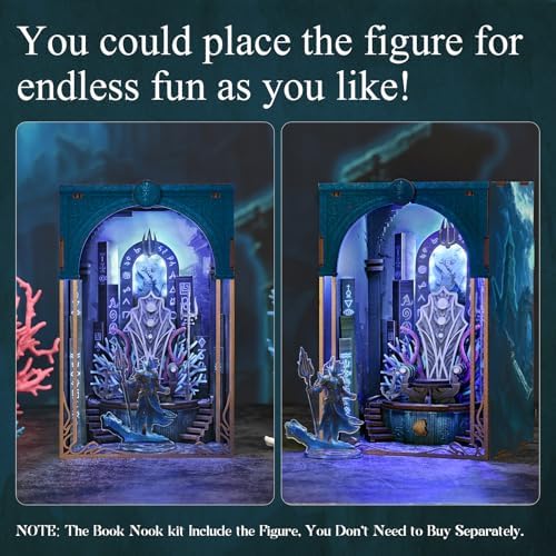 MiniCity Throne of Aqua Book Nook Kit, 3D Wooden Puzzle Bookshelf Insert - Image 3