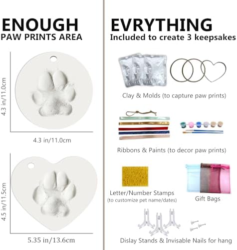 MYPAWLETS Dog Cat Pawprints Keepsake Kit,Make 3 Clay Paw Print Ornaments - Image 7