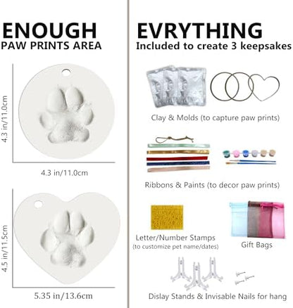 MYPAWLETS Dog Cat Pawprints Keepsake Kit,Make 3 Clay Paw Print Ornaments - Image 7