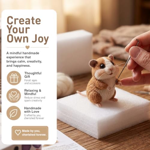 DIY Needle Felting Kit Cute Hamster Guinea Pig – Needle Felting Starter Kit with Fiber Roving, Needles, Felting Pad & Instructions | Felted Small Animal Kit for Beginners Adults | DIY Craft Gift - Image 2