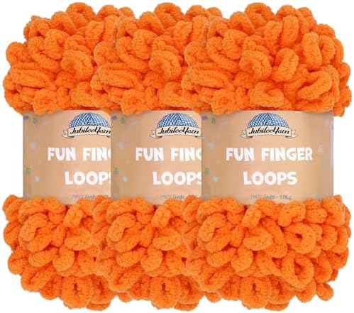 JubileeYarn Fun Finger Loops Yarn - Orange Peel - 3 Skeins by BambooMN
