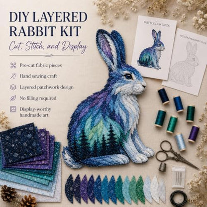 LWLQCZJ Northern Lights Animal Embroidery Kit DIY Fabric Patchwork Craft Set (Rabbit) - Image 5
