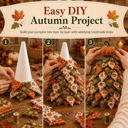 2026 New Christmas & Halloween DIY Quilted Fabric Tree Kit, 3D Layered Sewing Craft Set for Beginners, Christmas Tree Quilt Kit, Handmade Tabletop Holiday Decor, Gift for Craft Lover - Image 3