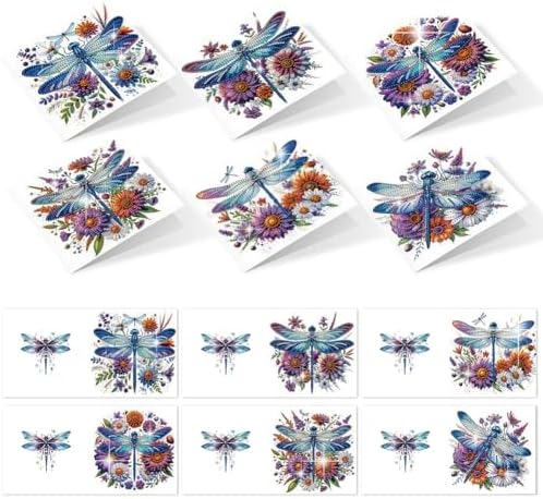 POETRYDRAW 6 Pack 5D DIY Diamond Art Painting Dragonfly Card Kit, Diamond Art Birthday Holiday Greeting Card, Crafts Kit Creative with Envelope - Image 5