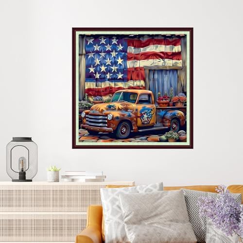 Dooxvey Cross Stitch Kits for Adults Beginners,Full Range of Cross-Stitch Stamped Kits Needlepoint Kits for Beginners Embroidery Kits 11CT Cross Stitch Patterns-National Flag Flowers 18x18 inch - Image 2