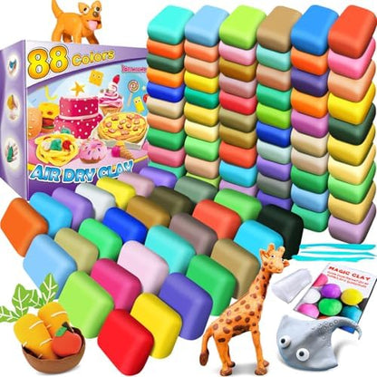 Air Dry Clay 88 Colors, Modeling Clay for Kids, DIY Molding Magic Clay, Gift for Kids by YOPINSAND