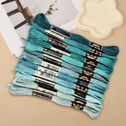 12 Skeins 6 Strands Green Embroidery Floss Thread for Jewelry - Image 3
