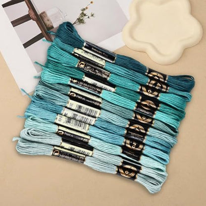 12 Skeins 6 Strands Green Embroidery Floss Thread for Jewelry - Image 3