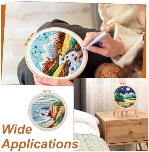 BEUNITONE 3PCS Landscape Punch Needle Kit for Adults Beginners, Complete Craft Kit Needlepoint Kits for Adults with Hoop, Punch Needle Starter Craft Set for Cloth Festival Gift and Home Decor 20X20CM - Image 6