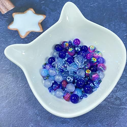Assorted Glass Resin Beads Multi Size Colors Smooth Cracked Gravel Millet Spacer Beads for Bracelets Necklace Earring DIY Jewelry Making Craft(Indigo Blue Series) - Image 2