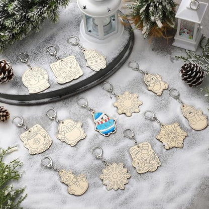 RattanView 48 Pcs Snow Craft Keychains DIY Keychain, 12 Styles - Image 3