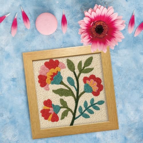 FREEBLOSS DIY Flowers Punch Needle Kit for Beginners Embroidery Punch Needle Starter Craft Set with Instructions Frame Embroidery Kit for Adults Gift Decoration,9.4x9.4inch - Image 7