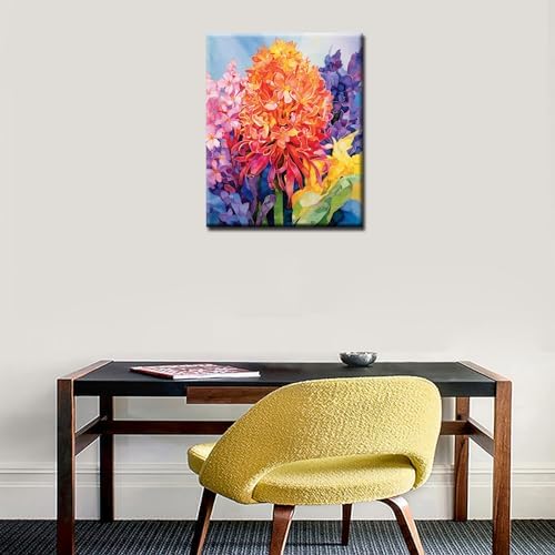 Aihonmin Beautiful Flower Paint by Number for Adult and Kids Beginner,Floral Canvas Oil Painting Kit Digital Painting,Vintage Watercolor Living Room Decoration,(Without Frame - Image 4