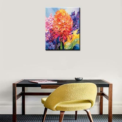 Aihonmin Beautiful Flower Paint by Number for Adult and Kids Beginner,Floral Canvas Oil Painting Kit Digital Painting,Vintage Watercolor Living Room Decoration,(Without Frame - Image 4