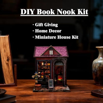 Magic Cabin Miniature Dollhouse with LED Lights, Vintage Furniture & Decor – Handcrafted Fantasy Shop Display for Home Decor, Collectibles & Gifts - Image 3