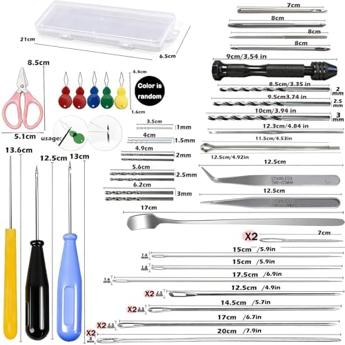 45PCS Candle Making Kit for Candle Drilling&Mold Punching,7.9" Extra Long Big Eye Needle Hand Twist Drill Bits Multi Sizes with Plastic Box,Candle Mold Punch Set with Hook Eye for Inserting Mold Wicks - Image 4