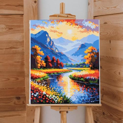 Lovepefe Scenery Paint by Numbers Kit for Adults Flowers Paint by Numbers Mountain Stream DIY Canvas Oil Painting for Gift Home Wall Decor 16x20 Inch - Image 3