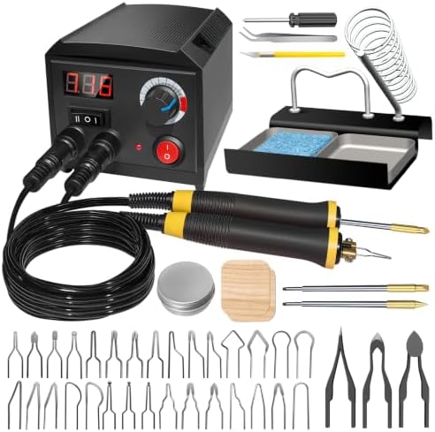 FIRElood Wood Burning Tool, Wood Burner kit Pen 200~750℃, Wood Burning kit with Digital Thermometer Temperature Adjustable Temperature, 2 pyrographic Wood Burning pens, 36 Wood Burning Pen Tips by FIRElood