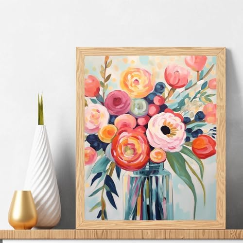 Natuyalo Flowers Paint by Numbers Kit for Adults - Flowers in a Vase Paint by Number on Canvas Without Frame, DIY Acrylic Painting for Ideal Gift Home Wall Decor (16x20 Inch) - Image 2