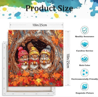 Fall Paint by Numbers Kit for Adults,Squirrel Paint by Number With Frame - Image 3