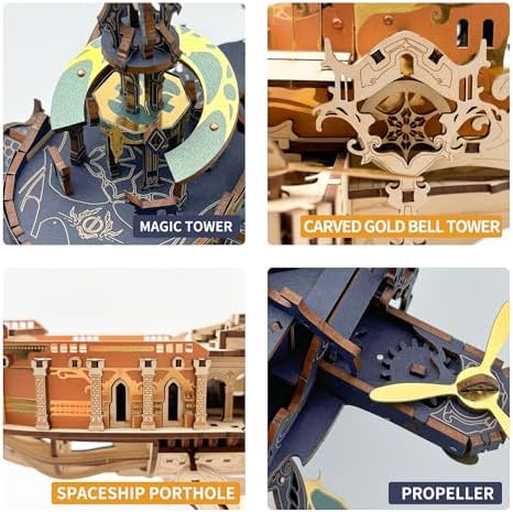 3D Wooden Puzzle for Adults Whale Spaceship DIY Dollhouse Kit - Image 6