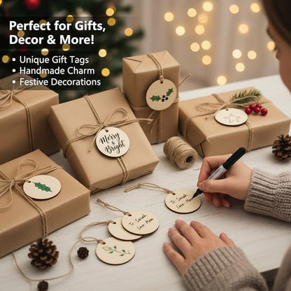 300 Pcs Unfinished Wood Circle Pendants Round Disc Blank Natural Wooden Ornaments for Decoration DIY Craft Art Supplies (Round 1 x 1 x 0.12 inches) - Image 5