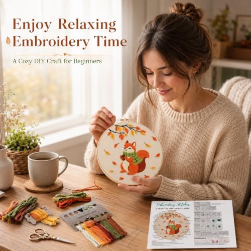 Louise Maelys Autumn Squirrel Embroidery Kit for Beginners Adults - Image 3