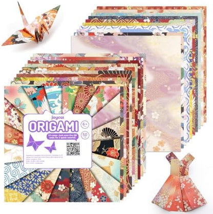 JoyCat Japanese-Style Patterned Origami Paper, 50 Sheets, 6x6 Inch by JOYCAT