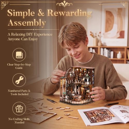 Bacchus Book Loft, DIY Book Nook Kit with LED Light Miniature House Insert - Image 5