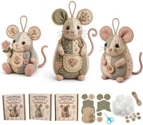 Patchwork Mouse DIY Sewing Craft Kit - Floral Fabric (Mix A+B+C) by Unknown