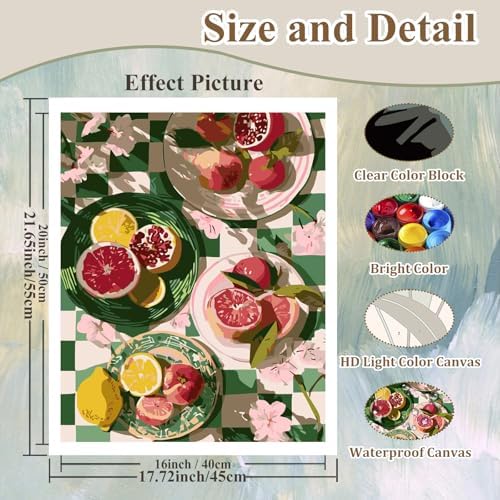 Fruit Paint by Numbers Kit for Adults, Paint by Number for Adults 16x20 in - Image 4