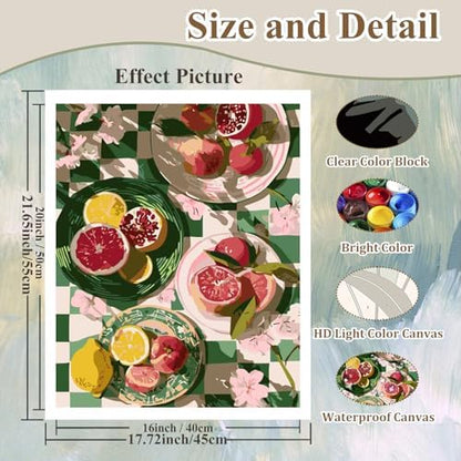 Fruit Paint by Numbers Kit for Adults, Paint by Number for Adults 16x20 in - Image 4