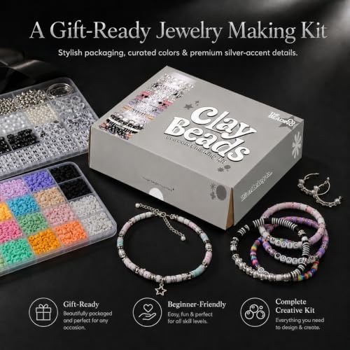 12000+ Clay Beads Bracelet Making Kit for Girls, 48 Colors In 3 Boxes, Polymer Heishi Beads with Letter Beads & Charms for DIY Friendship Bracelet Gifts,Holidays Arts and Crafts Gifts for Girls 8-12 - Image 6