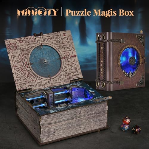 MiniCity DIY Book Nook Kit, 3D Wooden Bookend Bookshelf Insert Decor with LED Light, 278 Pcs Craft Kit for Teens & Adults (Circle of Magic) - Image 4