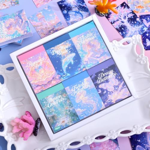 6 Sets 300 Sheets Washi Stickers for Journaling, Colorful Ocean Sticker Book with Sea Creatures, Dreamy Style Scrapbook Sticker Set for Bullet Journal Art Diary Card Craft Gifts Planner Notebook - Image 3