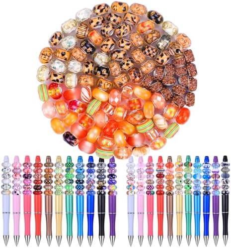 Aipridy Large Hole European Beads, Craft Supplies Kit，Assorted Mixed Color Lampwork Spacer Beads for DIY Bracelet Jewelry Making (100, Orange) - Image 2