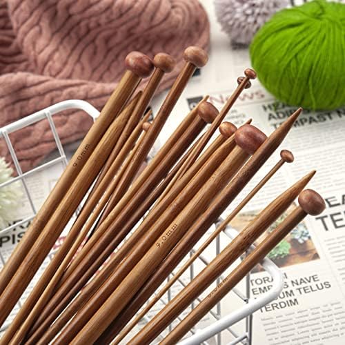 Bamboo Knitting Needles Set, Wooden Knitting Needles for Beginners, 18 Pairs US Size 0-15 (2.0-10.0mm) 14 Inch Long Straight Wood Knit Needle Single Point for Sweaters, Socks, Shawl and Scarf - Image 5