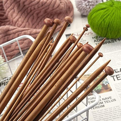 Bamboo Knitting Needles Set, Wooden Knitting Needles for Beginners, 18 Pairs US Size 0-15 (2.0-10.0mm) 14 Inch Long Straight Wood Knit Needle Single Point for Sweaters, Socks, Shawl and Scarf - Image 5