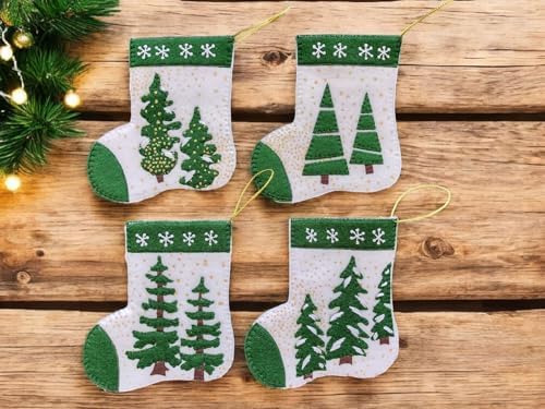 Rachel's Of Greenfield Glitzy Stockings Ornament Kit | DIY Christmas Kit | Easy Crafts | 4 Glitzy Stockings - Image 3