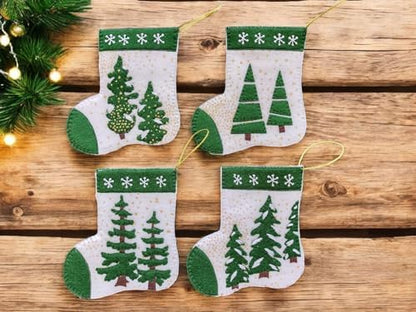 Rachel's Of Greenfield Glitzy Stockings Ornament Kit | DIY Christmas Kit | Easy Crafts | 4 Glitzy Stockings - Image 3