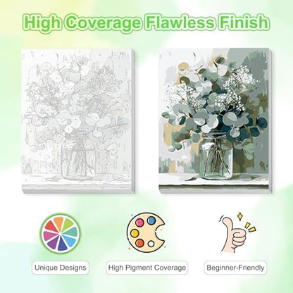 TOSTOG Vintage Vase Framed Canvas Paint by Numbers Art Kit for Adults and Kids, Beginner Acrylic Oil Painting Supplies with Wooden Frame for Home Wall Decor 20 * 30 cm/8 * 11.8 in - Image 4
