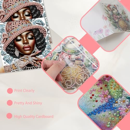 JISHSHAY 6 PCS Diamond Painting Greeting Cards African Woman Diamond Art Birthday Cards with Envelopes Gem Art Gem Painting Mosaic Kits for Adults for Thanksgiving Birthday Anniversary Valentine - Image 5